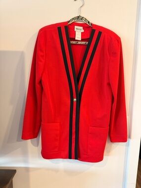 Vintage Leslie Fay Red Jacket with Black Trim